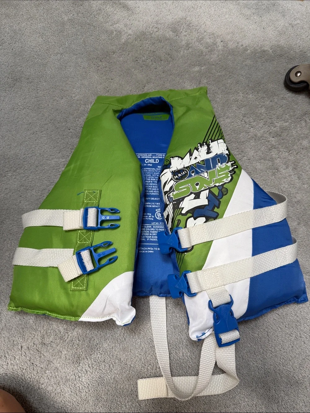 Child Life Jacket - Green Blue White